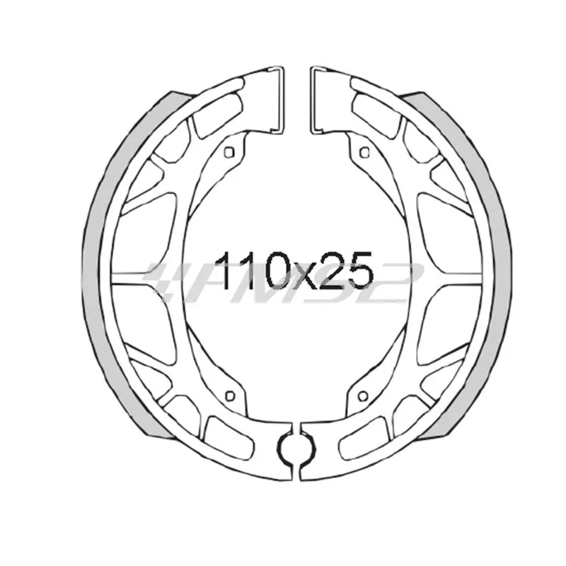Ganasce freni a tamburo posteriori RMS, per scooter 50 con motore Minarelli orizzontale aria e liquido, ricambio 225120090