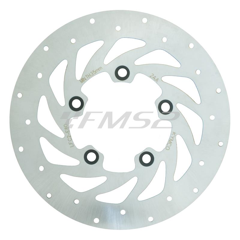 Disco freno anteriore in ghisa RMS per scooter e maxi scooter Kymco 50, 125, 150,  200 e 250 cc 4 tempi, riferimento originale  00145010, ricambio 225162210