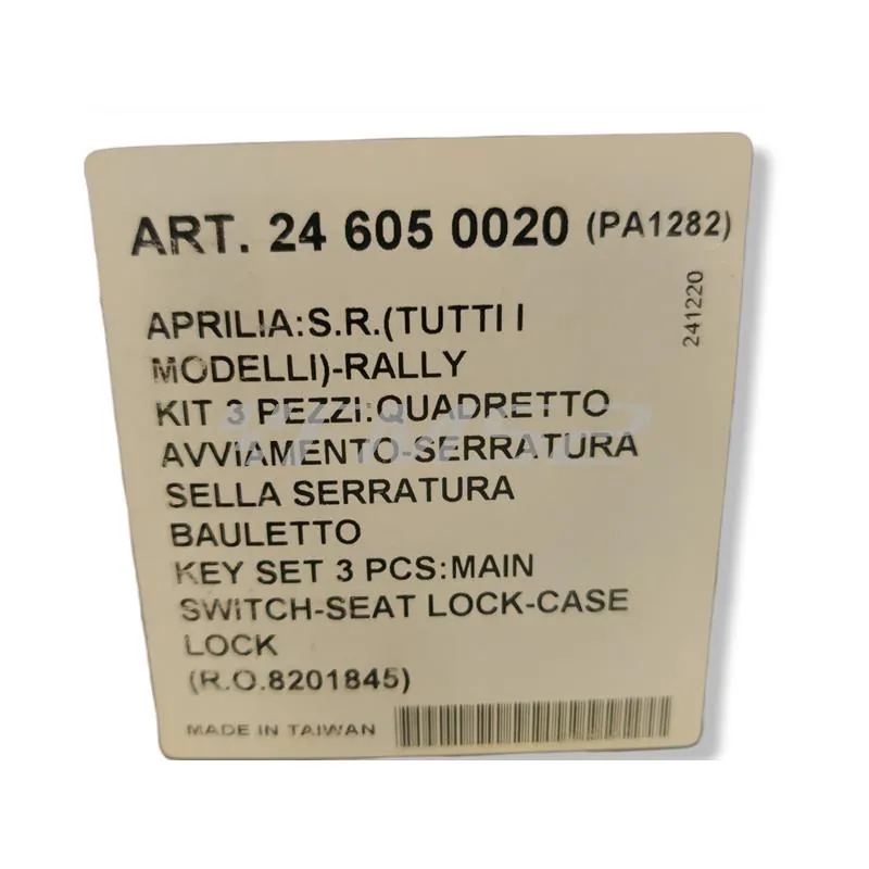 Kit serrature RMS completa dui accessori e serratura sella per scooter 50 Aprilia SR - SR lc - SR www - SR netscaper - SR stealth - Rally - Rally lc, ricambio 246050020
