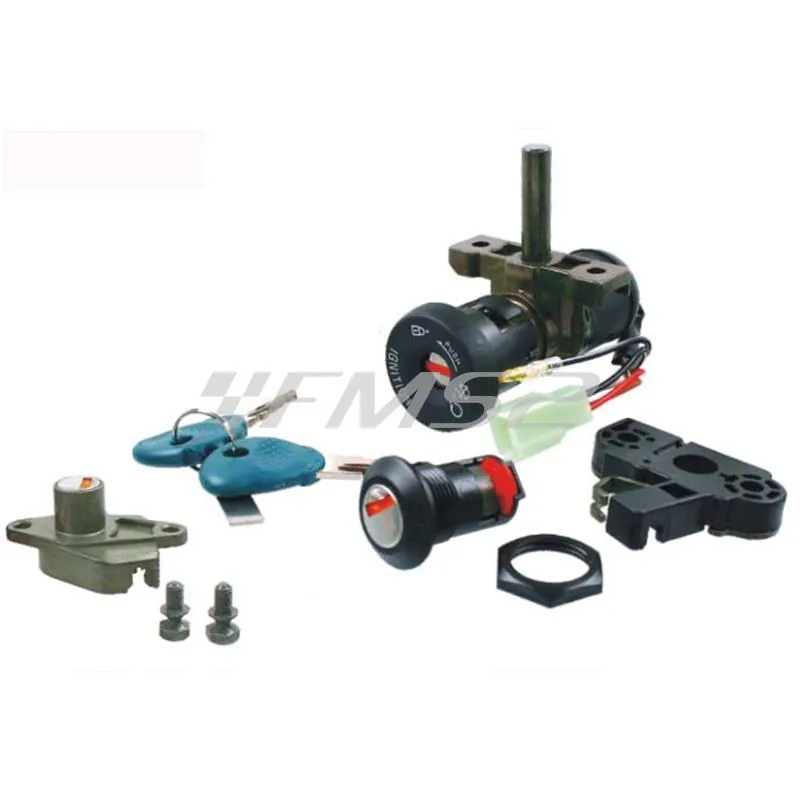 Kit quadro blocchetto accensione RMS per scooter e maxi scooter Malaguti completo di serratura sella e bauletto- rif.originale 09003500, ricambio 246050330