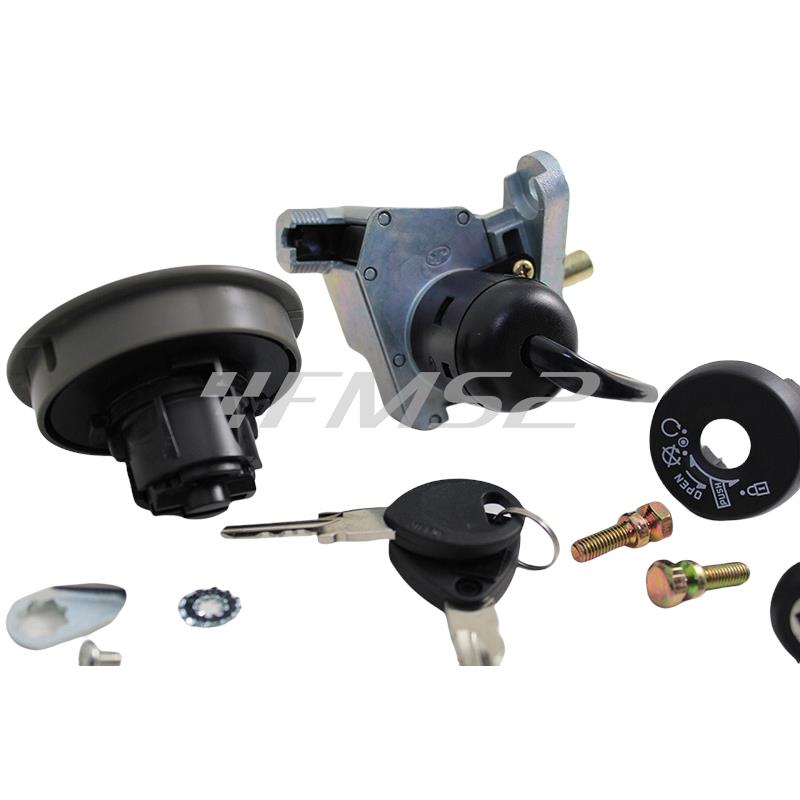 Kit serrature quadro avviamento RMS per scooter 50 MBK Nitro e Yamaha Aerox 50 prodotti dal 2003 al 2011 euro 2, ricambio 246050590