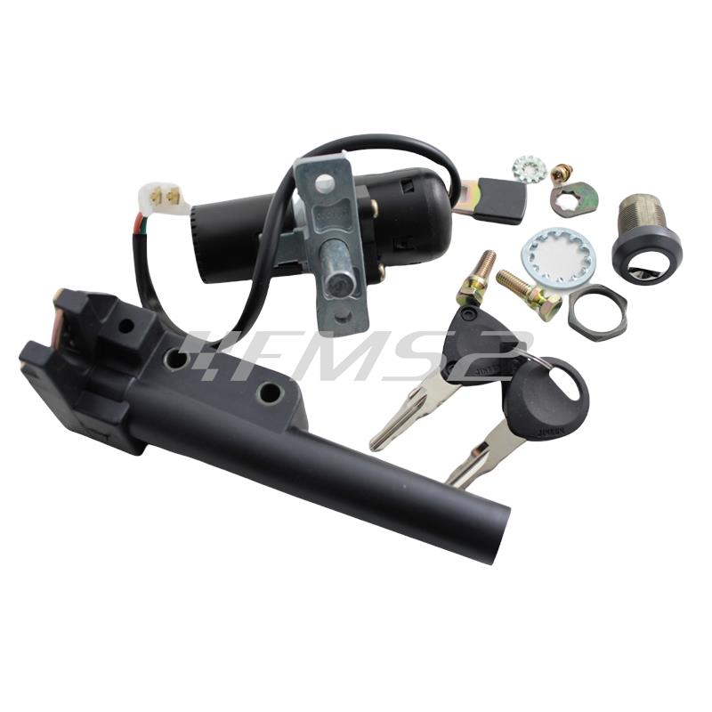 Kit serrature avviamento e sella RMS per scooter Aprilia sr 50 l.c. i.e. e carburatore, ricambio 246050650