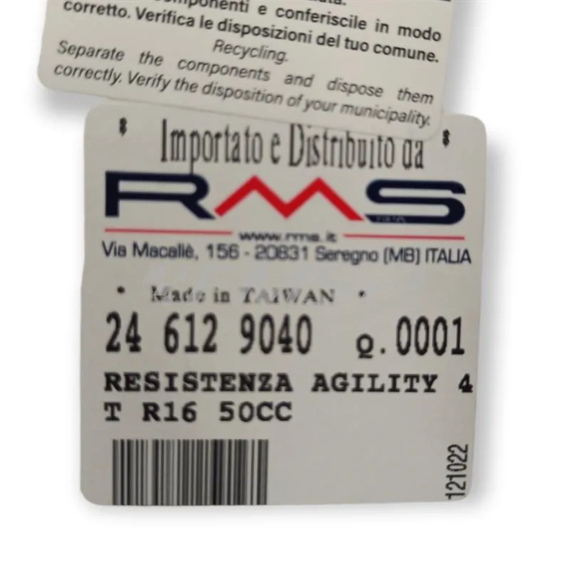 Resistenza agility 4t r16 50cc, ricambio 246129040