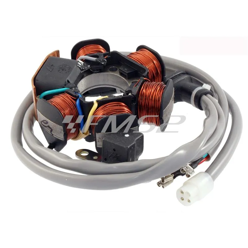 Statore RMS completo di cavi lunghi per scooter con motore Piaggio 50 cc euro 0 e euro 1, ricambio 246350042
