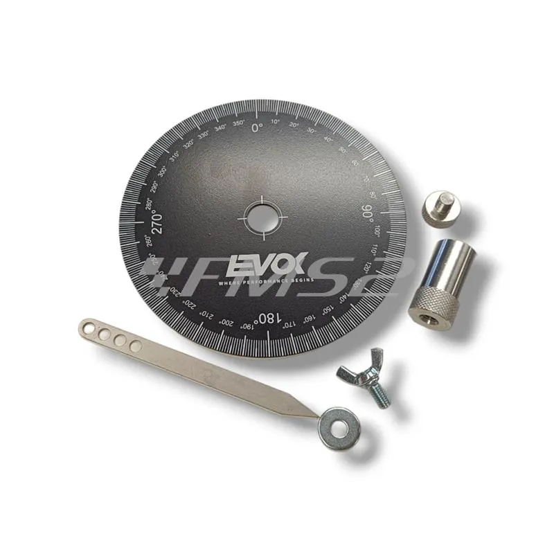 Disco graduato con scala 360° in alluminio anodizzato nero della EVOK RMS per mettere in fase le accensioni elettroniche ciclomotori, moto, scooter, vespa, ricambio 246365004