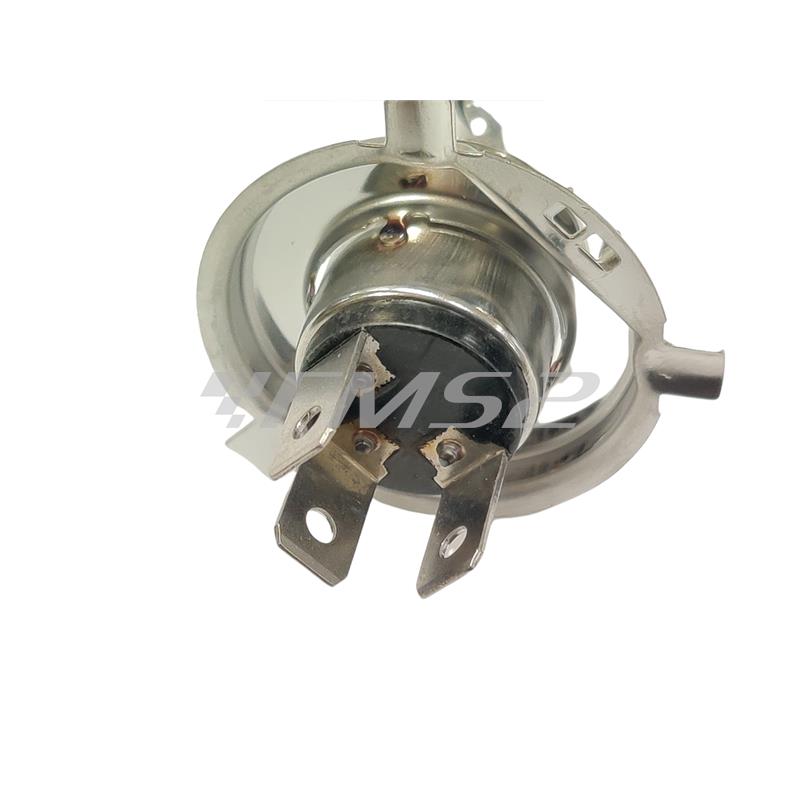 Lampadina RMS alogena 12 Volt 35/35 Watt H4, effetto xenon, vetro bianco trasparente, ricambio 246510065