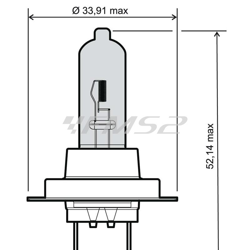 246510110 Lampadina RMS 12 Volt 55 Watt H7, effetto xenon