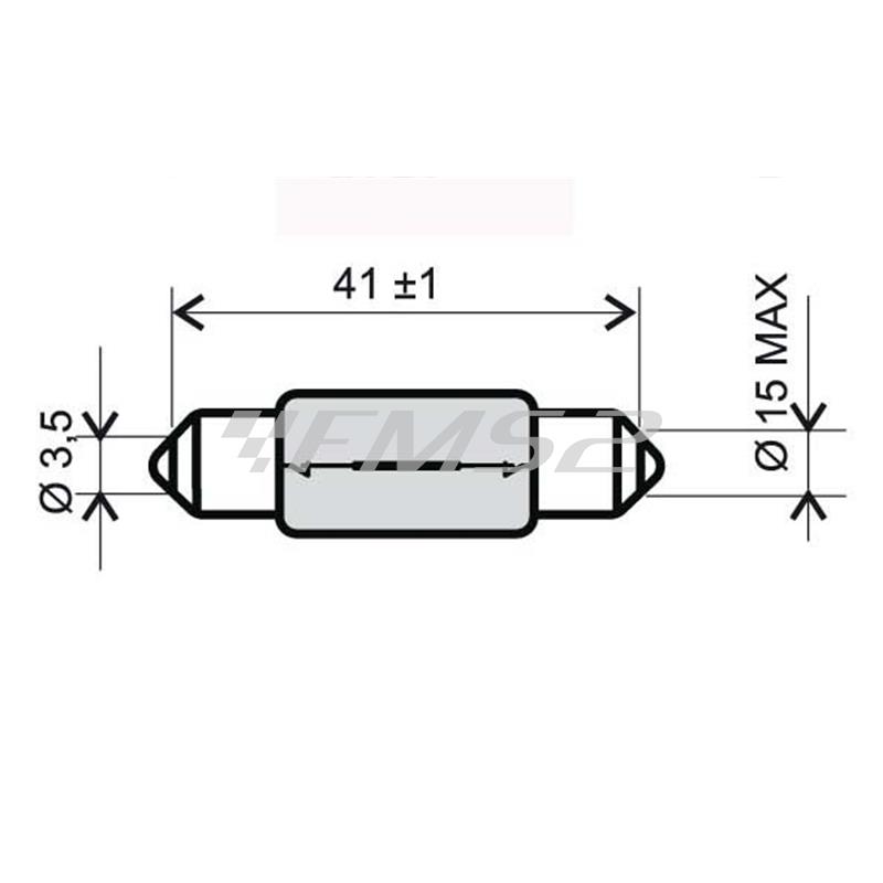 Lampadina RMS 6 Volt 15 Watt, siluro, ricambio 246510125