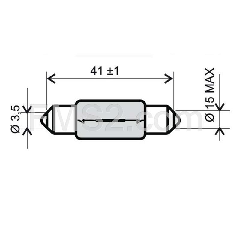 Lampadina RMS 12 Volt 15 Watt, siluro T15, ricambio 246510145