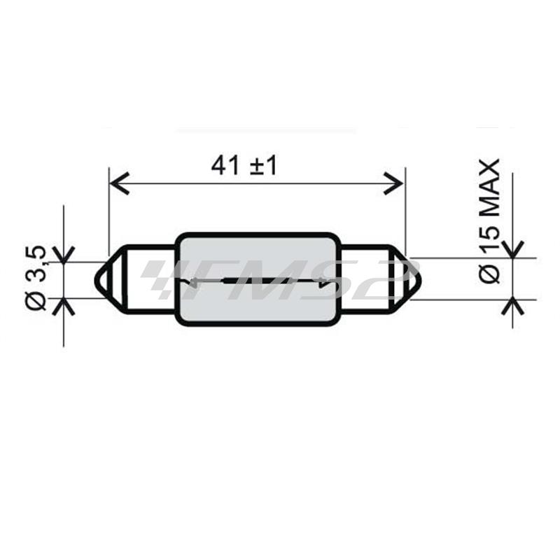 Lampadina RMS 12 Volt 15 Watt, siluro T15, ricambio 246510145