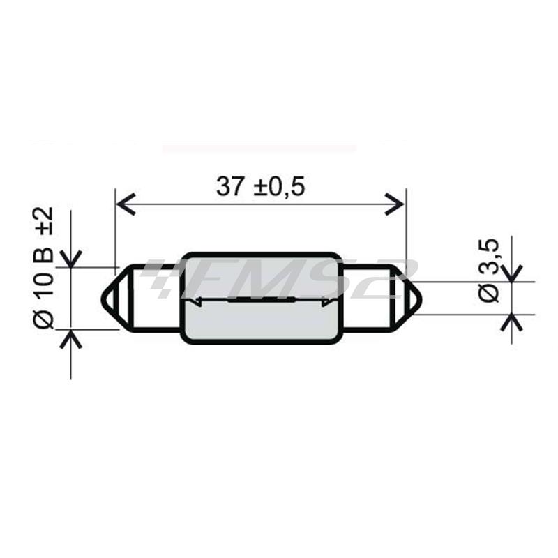 Lampadina RMS 12 Volt 10 Watt, siluro T11, ricambio 246510165