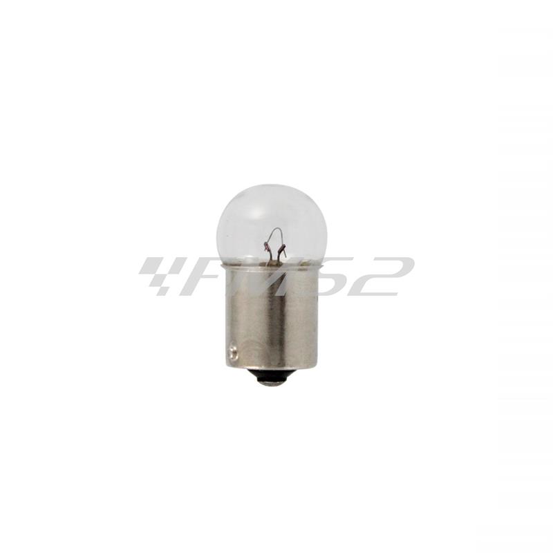 Lampadina palloncino RMS con vetro a luce bianca a12 Volt e 5 Watt modello BA15S G18 per applicazioni luce fanale posizione anteriore e posteriore, ricambio 246510225