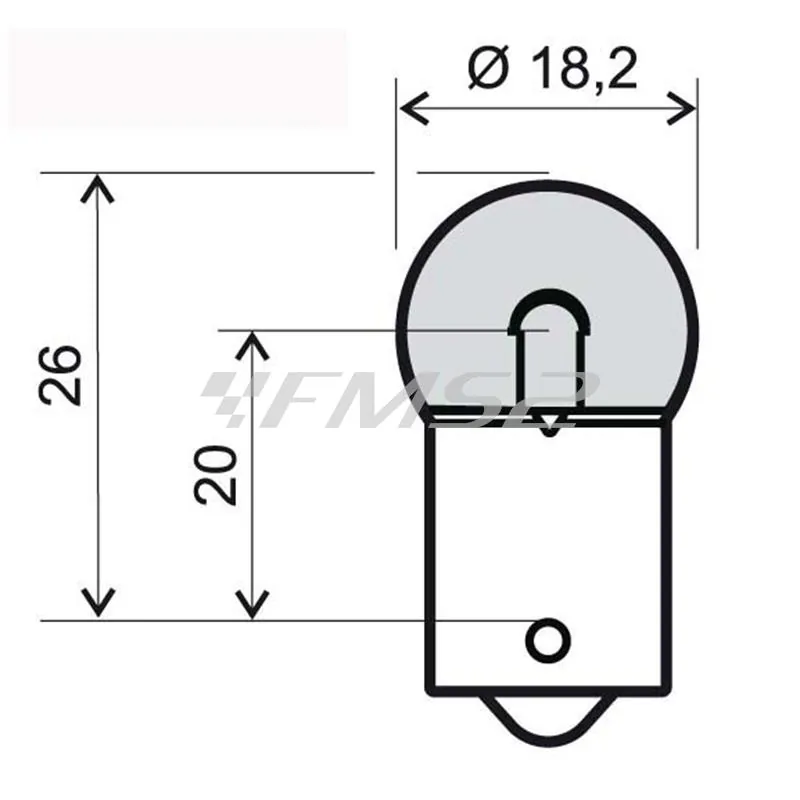 Lampadina bianca a 12 volt e 10 watt modello BA15S g18 con vetro trasparente (RMS), ricambio 246510235