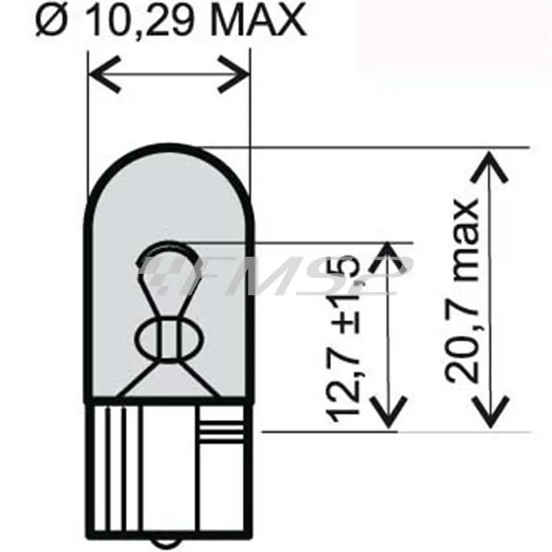 Lampadina RMS  12 Volt 3 Watt W3W T10, ricambio 246510265