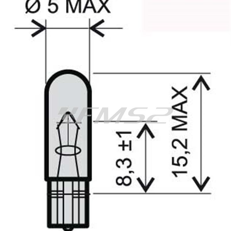 Lampadina bianca 12v 2,3 w t5 (RMS), ricambio 246510275