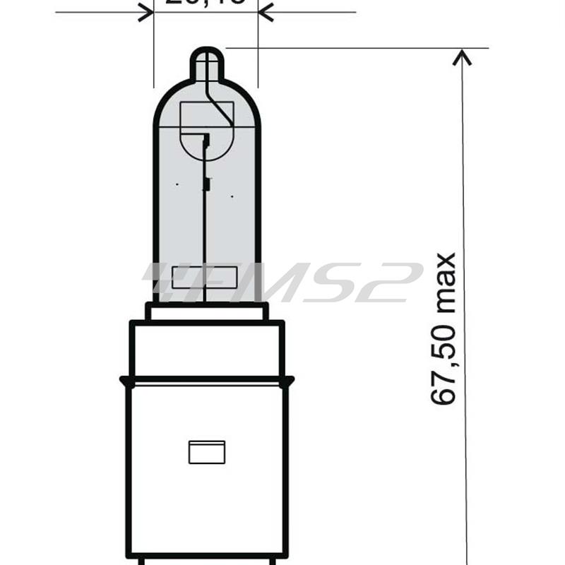 Lampadina RMS 12 Volt 35/35 Watt BA20D, colore bianco, ricambio 246510355