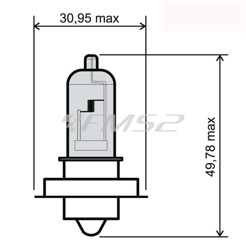 Lampadina RMS 12 Volt 20 Watt P26S, piattello xenon blu, ricambio 246510430