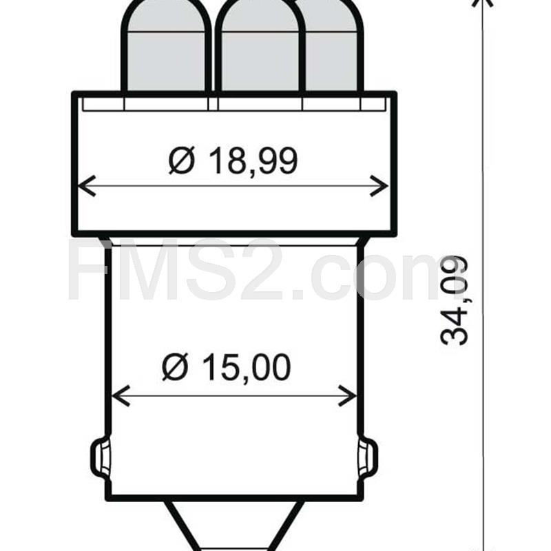 Lampadina RMS 12 Volt BA15S G18 (2 PZ.), con 5 led di colore bianco, ricambio 246510505