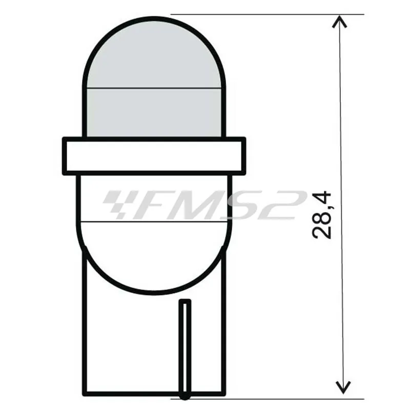 Lampadina RMS 12 Volt T10 W2.1x9.5D (2 PZ.), luce blu led, ricambio 246510560