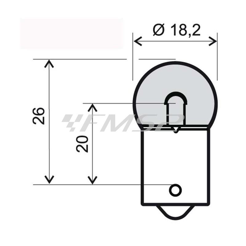 Lampadina RMS 6 Volt 5 Watt R5W BA15S, vetro trasparente, ricambio 246510645