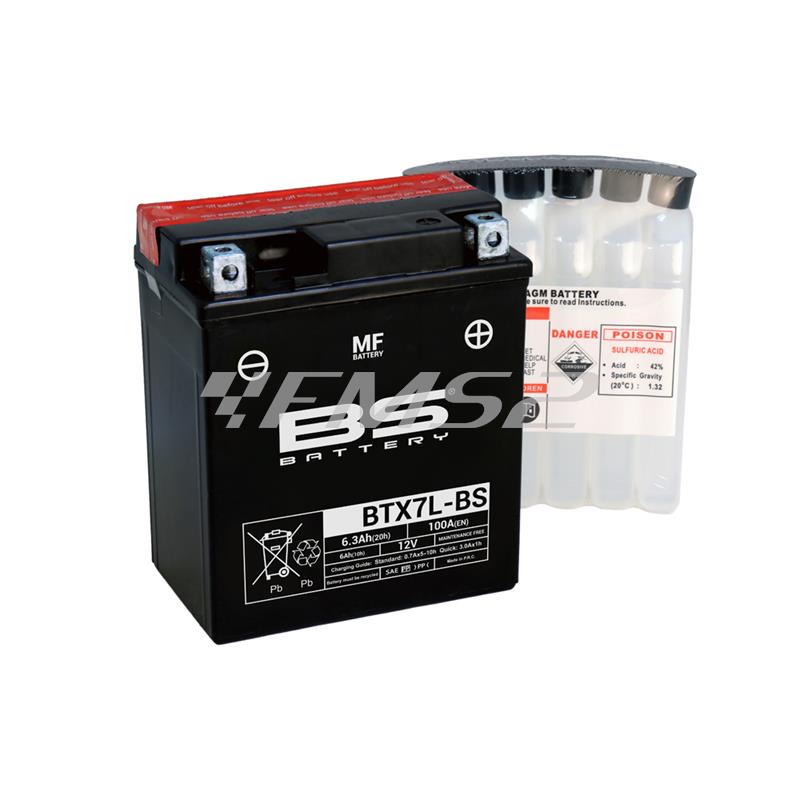 Batteria RMS YTX7L-BS 12 Volt - 6 Ah, ricambio 246610065