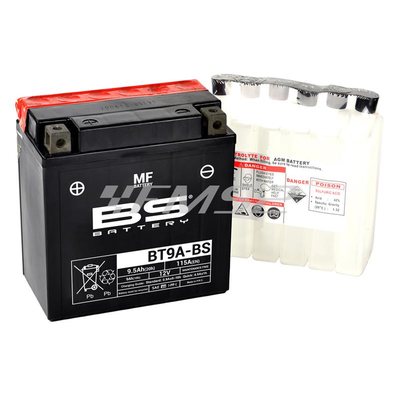 Batteria BS BT9A-BS 12 Volt - 9 Ah, tipo MF con acido a corredo, ricambio 246610105