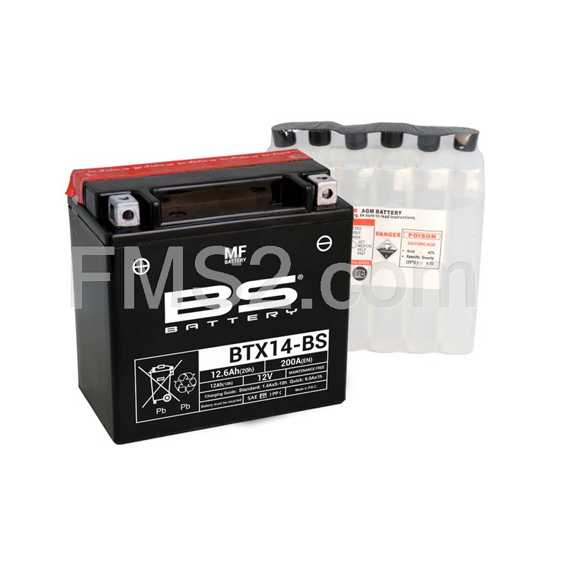 Batteria RMS YTX14-BS 12 Volt - 12 Ah, tipo MF, ricambio 246610135