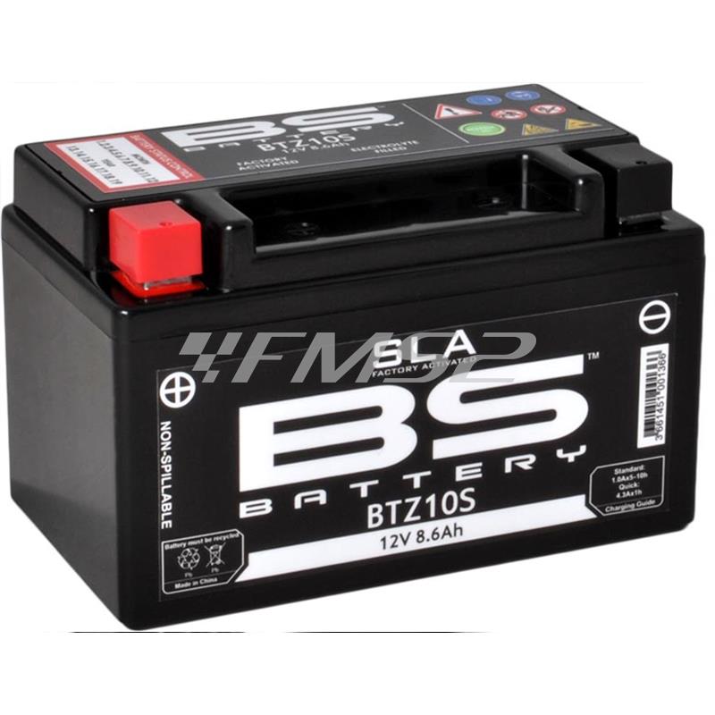 Batteria BS SLA modello BTZ10S senza manutenzione e già attivata e pronta all'uso, ricambio 246650045