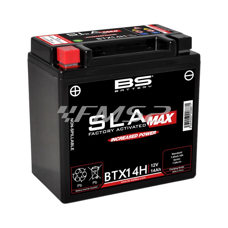 Batteria BS modello SLA - 14 Ah max BTX14H potenziata per BMW pronta all'uso (RMS), ricambio 246650525