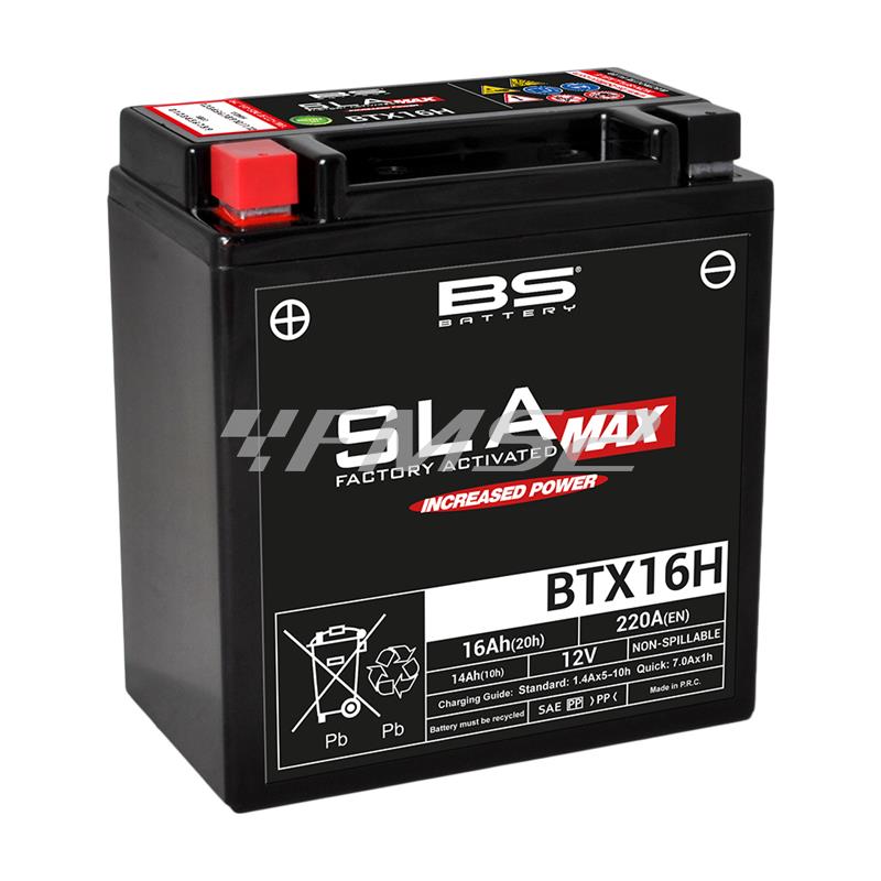 Batteria BS modello SLA-MAX BTX16H BMW senza manutenzione e già attivata e pronta all'uso, ricambio 246650555