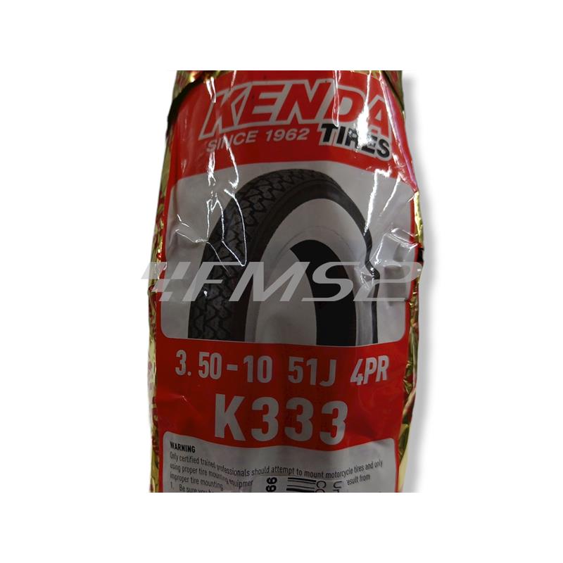 Copertura pneumatico Kenda 3.50-10 51Jcon fascia bianca da utilizzare con camera d'aria su Piaggio Vespa PX e Vespa Old model, ricambio 991200003