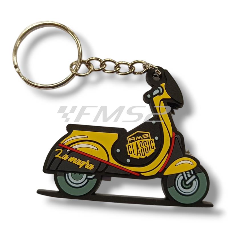 Portachiavi RMS in gomma a forma di Vespa classic con catenella e anello, ricambio GACLA0002