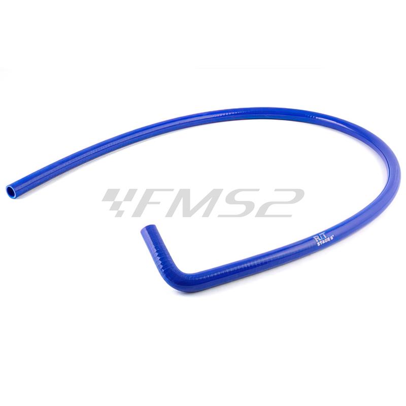 Tubo radiatore stage6 in silicone di colore blu con diametro interno da 18,0 mm e diametro esterno da 25,0 mm e lunghezza totale da 150 cm dritto e 10 cm con curva a 90 gradi, ricambio S601211010BL