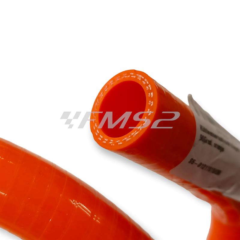 Tubo radiatore stage6 in silicone di colore arancione con diametro interno da 18,0 mm e diametro esterno da 25,0 mm e lunghezza totale da 150 cm dritto e 10 cm con curva a 90 gradi,, ricambio S601211010OR