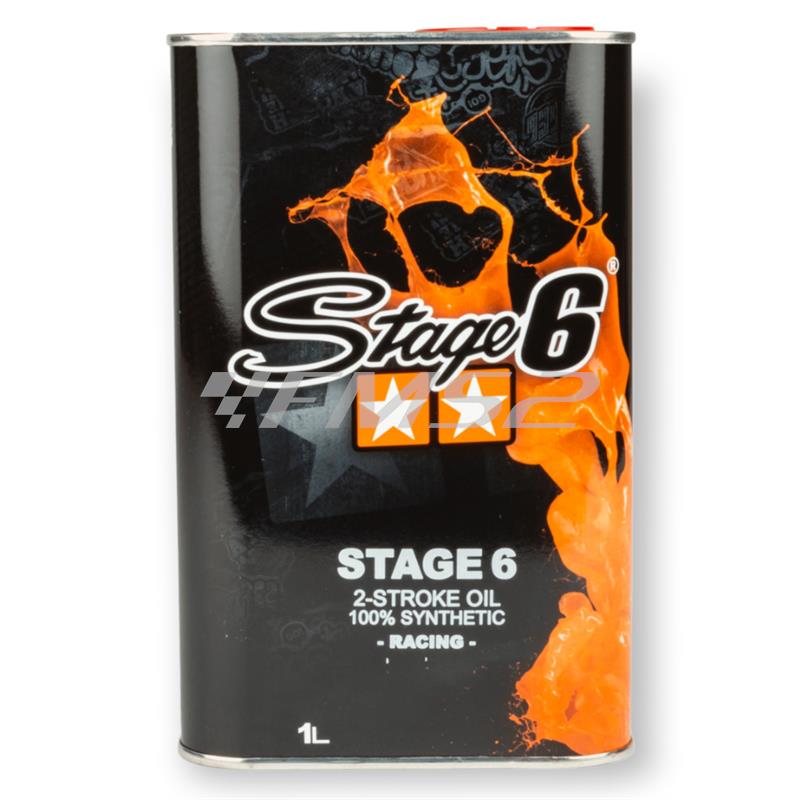 Olio stage6 racing per utilizzo miscela 2 tempi 100% sintetico in latta metallica da 1 litro con tappo ad uscita per facilitarne l'utilizzo, ricambio S60206