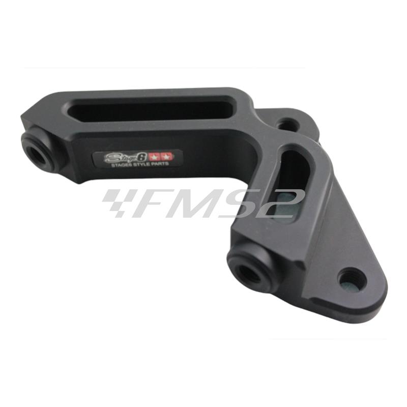 Adattatore per fissaggio pinza freno Stage6 R/T a 4 pistoncini per scooter Malaguti Phantom F12 con interasse fissaggio sulla forcella di 60 mm e abbinabile al disco freno con diametro da 250 mm, ricambio S6127ET001