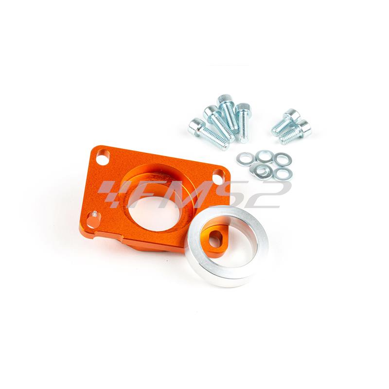 Collettore aspirazione Stage6 R/T highflow 28 per motori Derbi e Minarelli AM6 anodizzato arancio, ricambio S63318802OR