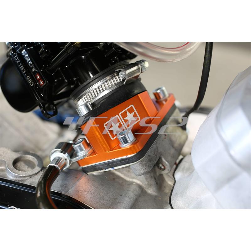 Collettore aspirazione Stage6 R/T highflow 28 per motori Derbi e Minarelli AM6 anodizzato arancio, ricambio S63318802OR