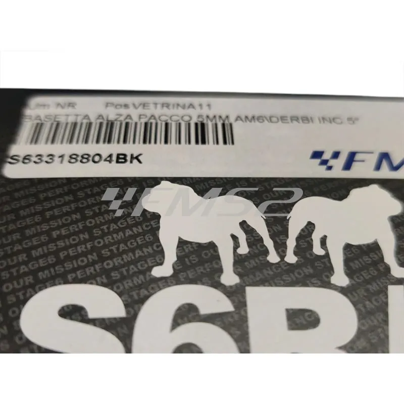 S63318804BK Basetta inclina pacco stage6 in alluminio di colore nero e spessore da 5mm a 9,5 mm e inclinazione da 5° per motori Minarelli AM6 e Derbi