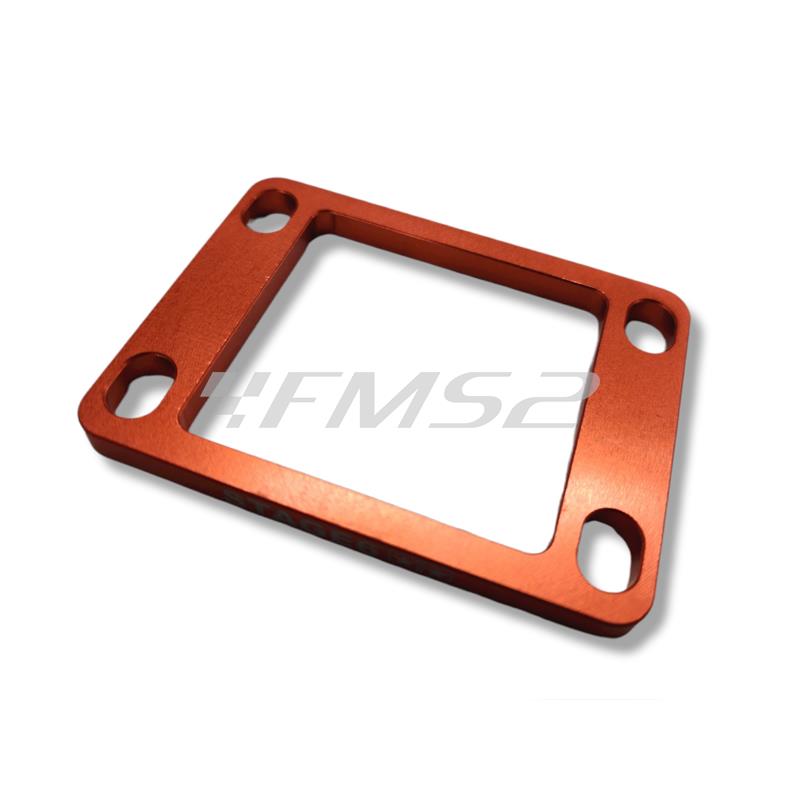 Basetta alza pacco stage6 in alluminio di colore arancio e spessore da 5 mm per motori Minarelli AM6 e Derbi, ricambio S63318805OR