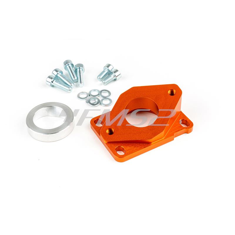 Collettore aspirazione Stage6 R/T highflow 28 per motori Derbi e Minarelli AM6 anodizzato arancio, ricambio S63318812OR