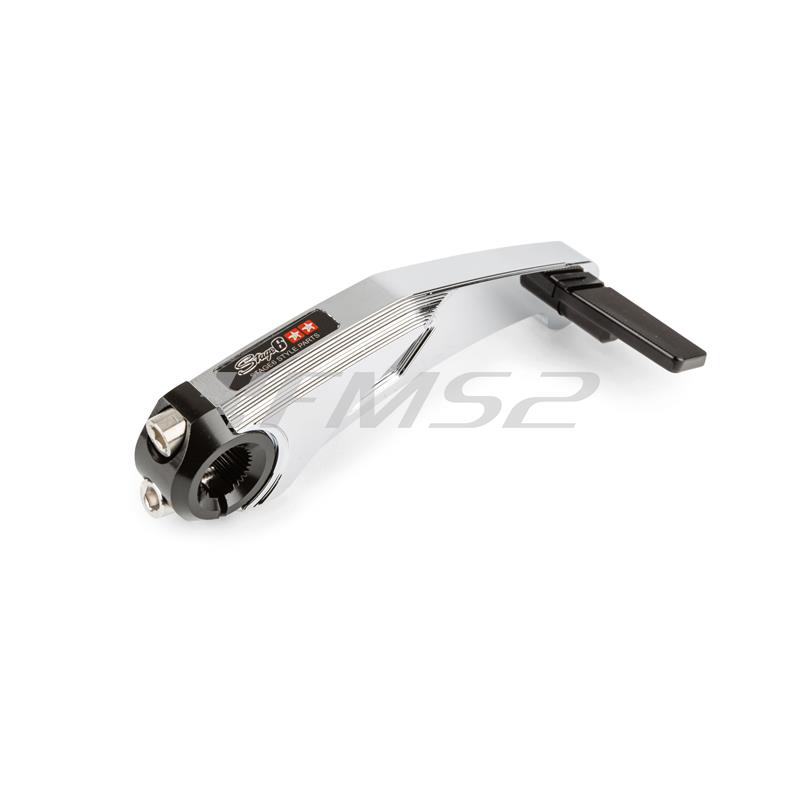 Leva  pedivella messa in moto Stage6 evo mk3 in alluminio di colore cromata per scooter con motore Minarelli verticale ed orizzontale braccio lungo, ricambio S6SSP282KSCR