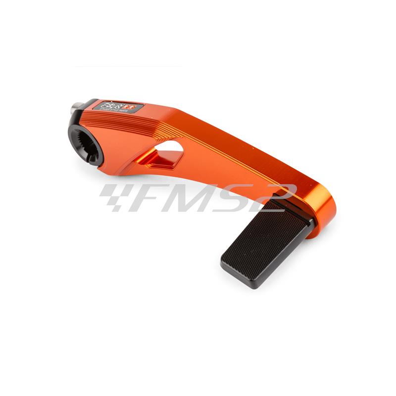 Leva  pedivella messa in moto Stage6 evo mk3 in alluminio di colore arancio per scooter con motore Minarelli verticale ed orizzontale braccio lungo, ricambio S6SSP282KSOR