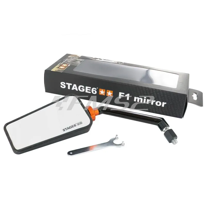 Specchio retrovisore Stage6 modello F1 sinistro di colore carbonio opaco per applicazione su scooter e altri veicoli, ricambio S6SSP6302LCM
