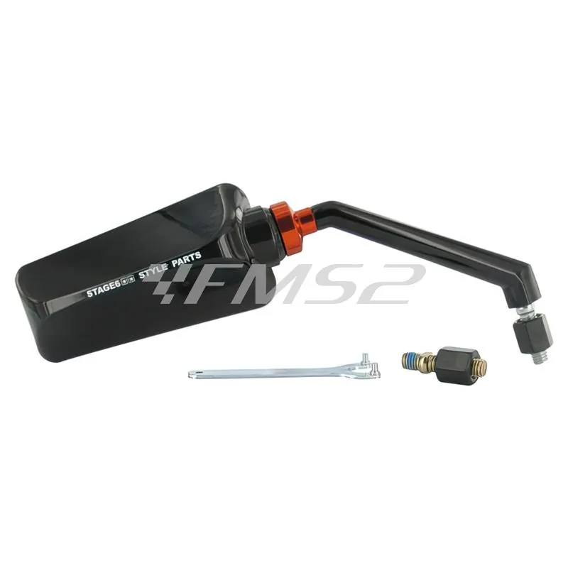 Specchietto retrovisore stage6 modello F1 destro di colore nero lucido per applicazioni varie,  ricambio S6SSP6302RBK