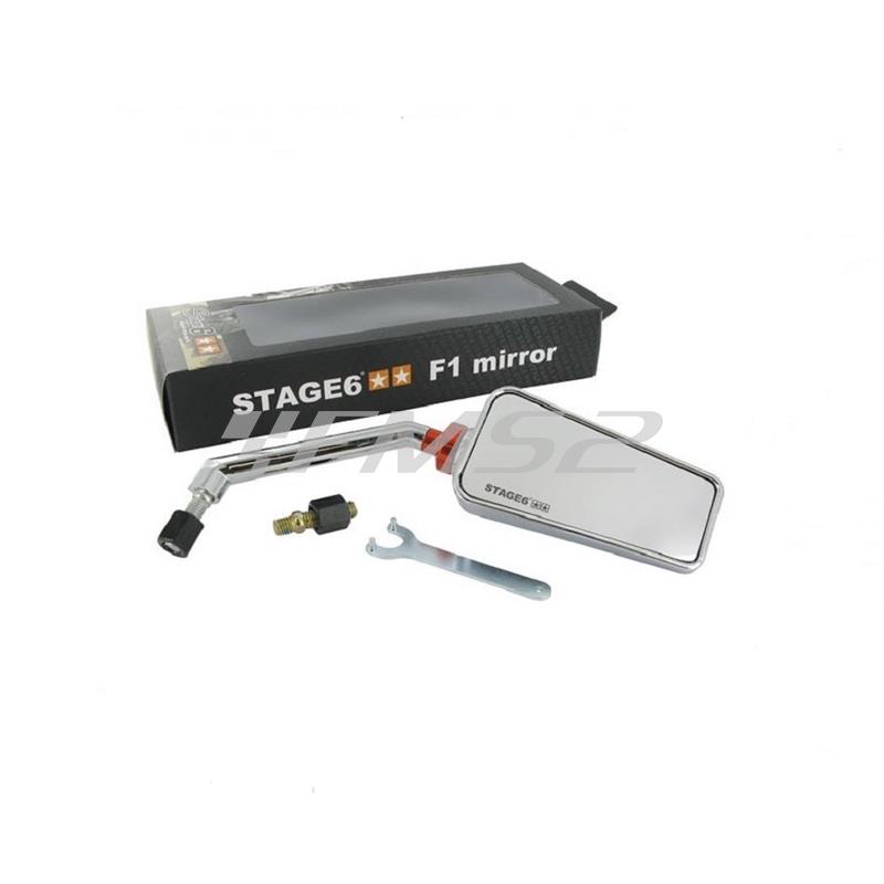 Specchietto retrovisore stage6 modello F1 destro di colore cromato lucido per applicazioni varie, ricambio S6SSP6302RCR