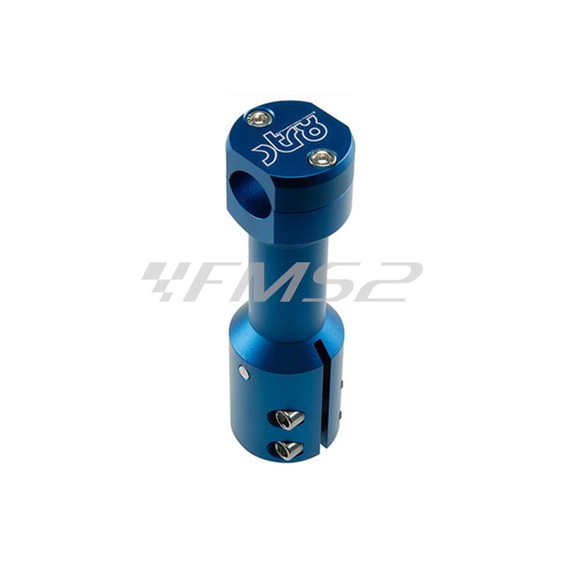 Attacco supporto manubrio str8 in alluminio di colore blu opaco per scooter Mbk Booster spirit e Yamaha Bw's 50, ricambio STR8STR00506BL