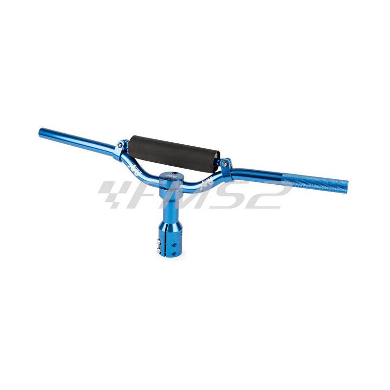 Manubrio naked street bike completo di supporto manubrio in alluminio anodizzato blu per scooter MBK  Booster e Yamaha Bw's , ricambio STR8STR00606BL