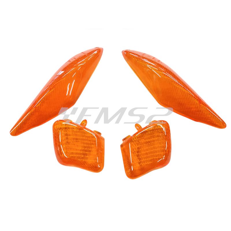 Kit 4 gemme frecce STR8  di colore arancio tipo originale per Mbk e Yamaha Booster Next generation prodotti fino al 1998, ricambio STR8STR62109OR