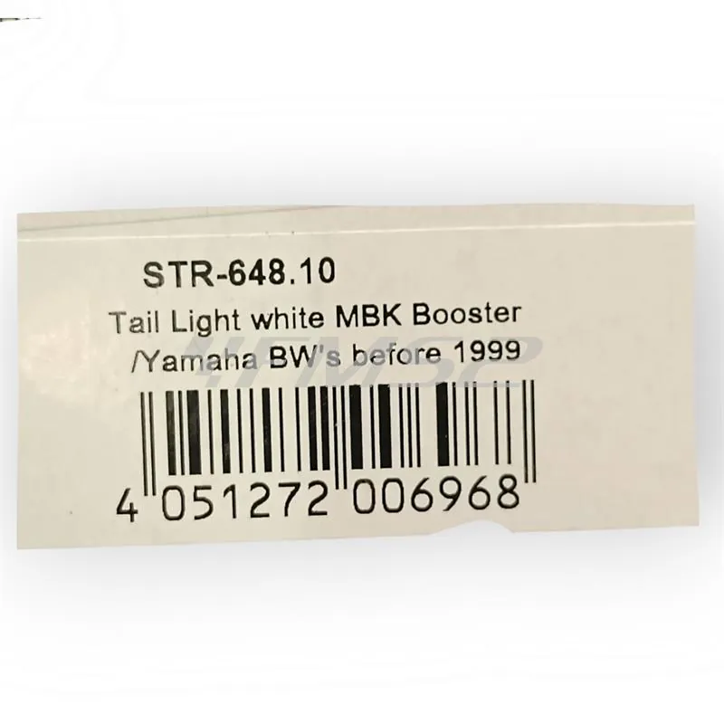 Fanale completo posteriore STR8 con vetri bianchi e lampadine colorate per scooter Mbk  Booster 50 prodotti fino al 1998, ricambio STR8STR64810